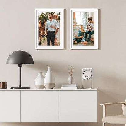 upsimples 13x19 Picture Frame Set of 5, Display Pictures 11x17 with Mat or 13 x 19 Without, Wall Gallery Poster Frames, White