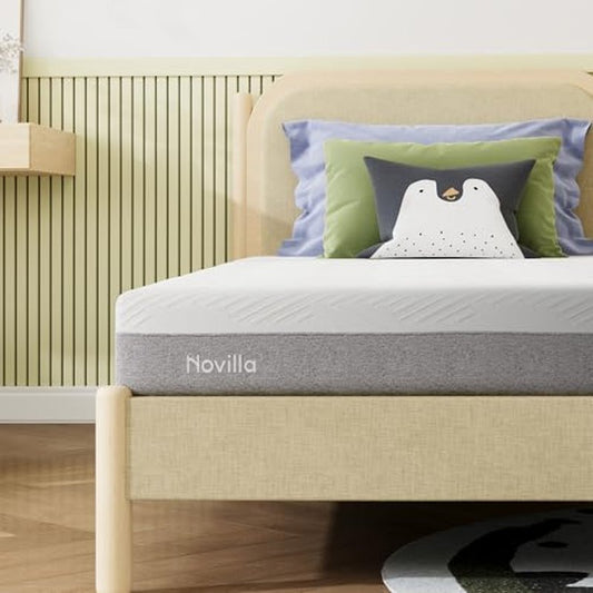 Novilla Bliss Green Tea Memory Foam Twin Mattress, Twin Mattress 10 Inch for Kids for Refreshing Sleep with Cool-Touch Nylon Cover, Zone Support & Pain Relief with CertiPUR-US Certified Foams