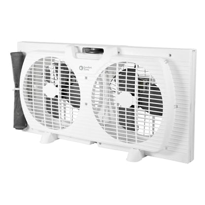 Comfort Zone Window Fan for Bedroom, 9 inch 3 Speed Dual Fans with Auto-Locking Expanders, Window Exhaust Fan, Removeable Bug Screen, Black