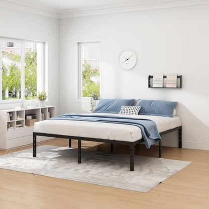 NEW JETO Metal Bed Frame,Twin Size Bed Frame with Storage Space,Heavy Duty Sturdy Mattress Foundation,Easy Assembly,No Box Spring Needed, Black,14 Inch,Twin
