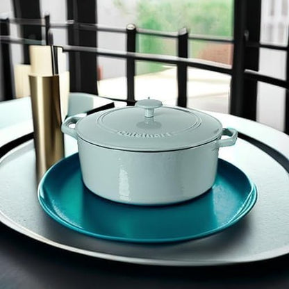 Cuisinart Enameled Cast Iron Round Covered Casserole - Light Blue, 7-Quart Capacity