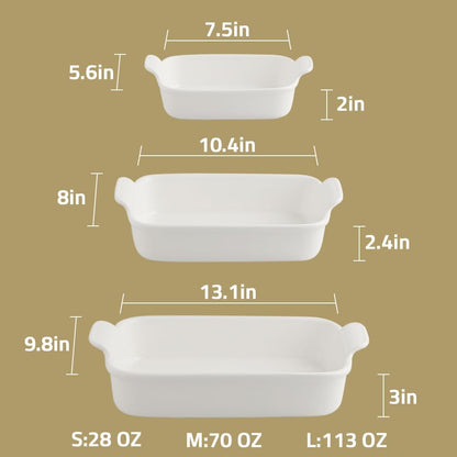 Sweejar Baking Pans Set - Durable Ceramic 9x13 Baking Dish with Handle | 3-Piece Rectangular Casserole Set in Turquoise
