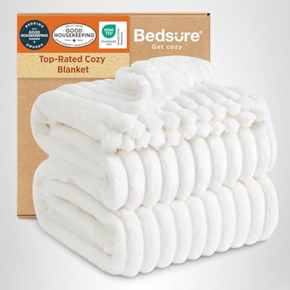 Bedsure GentleSoft Full Size Blanket for Bed - Cozy Soft Blankets for Women, Cute Large Fleece Throws for Girls, Off White, 84x90 Inches