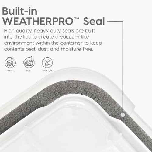 IRIS USA WeatherPro 103 Qt Storage Bins - BPA-Free Plastic with Tight Seal & Latch | 2 Pack - Clear/Black