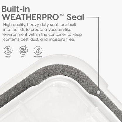 IRIS USA WeatherPro 103 Qt Storage Bins - BPA-Free Plastic with Tight Seal & Latch | 2 Pack - Clear/Black