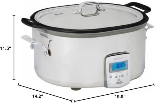 All-Clad 7-Quart Stainless Steel Electric Slow Cooker - Programmable LCD Timer & Aluminum Insert