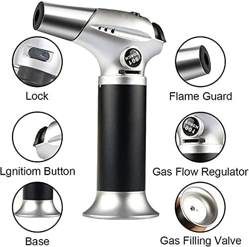 Skiennix Kitchen Blow Torch - Adjustable Flame Mini Lighter for BBQ, Baking & DIY Tasks