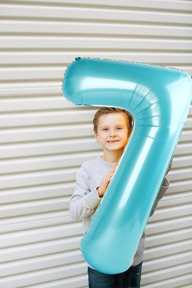 Numbers Balloon - 40 Inch Large Pastel Blue Balloon for 3rd Birthday Party Decorations