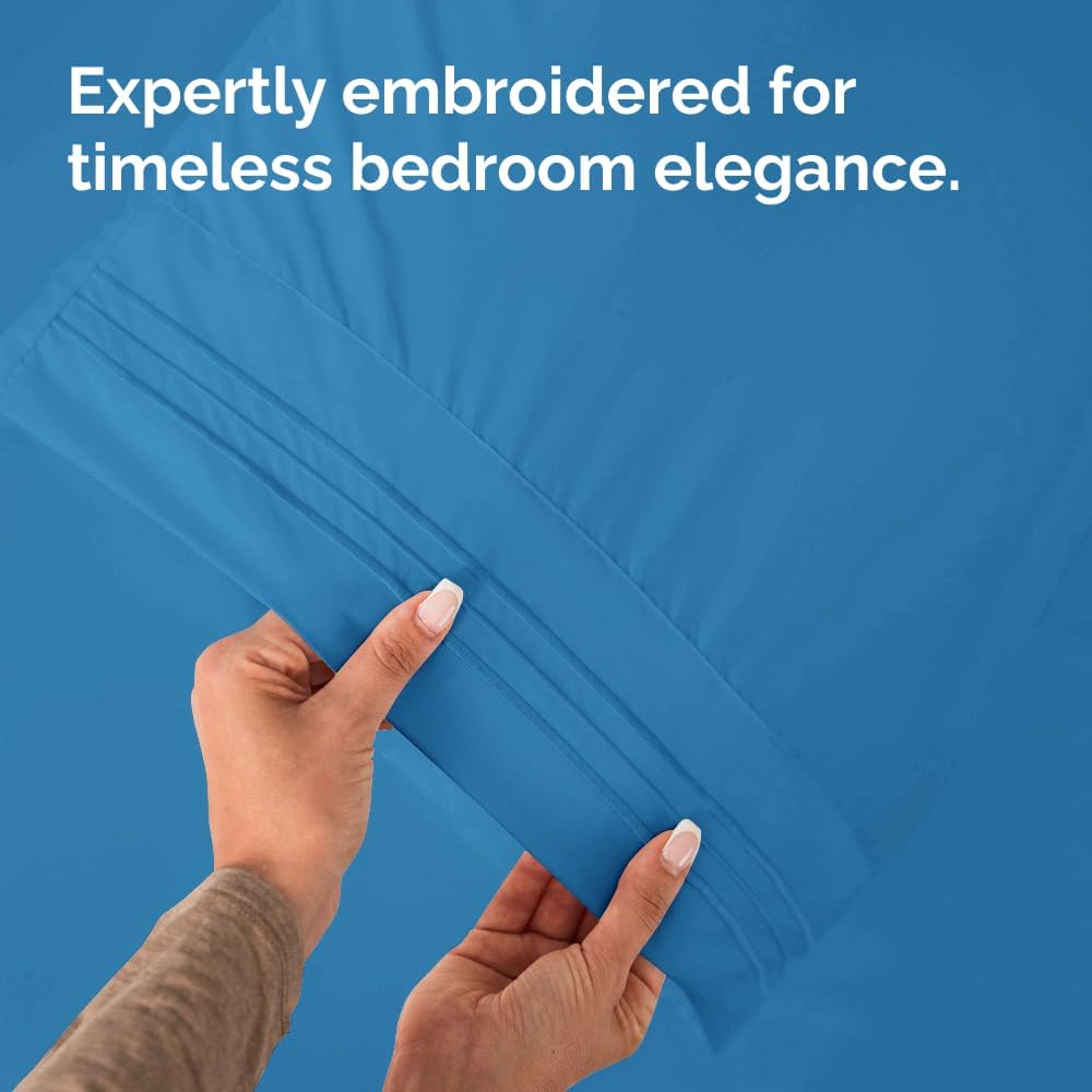 Skiennix Body Pillowcases Set of 4 | Soft & Breathable 20x54 Long Pillow Covers - Denim Blue, Machine Washable