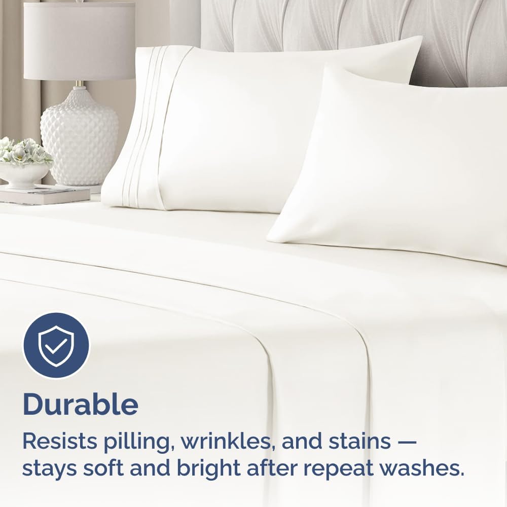 Skiennix Standard Pillow Cases Set of 4 | Ultra Soft Hotel Quality Covers - Machine Washable Antique White