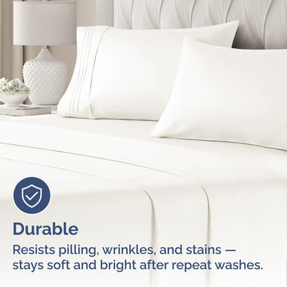 Skiennix Standard Pillow Cases Set of 4 | Ultra Soft Hotel Quality Covers - Machine Washable Antique White