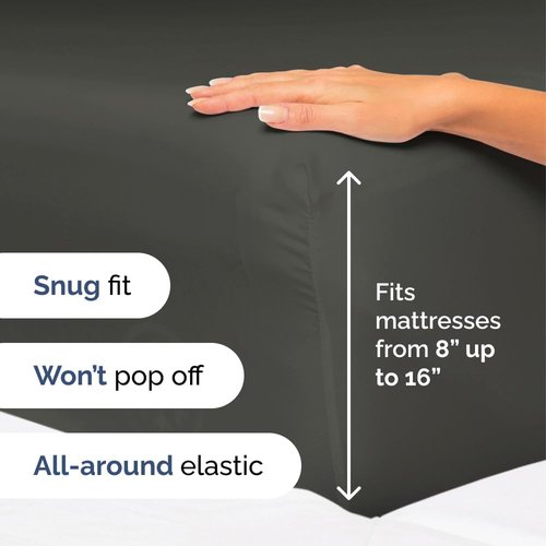 Comfy 4-Piece Sheet Set by [Brand Name] - Breathable & Cooling Luxury Bedding - Deep Pockets, Ultra-Soft, Wrinkle-Free - Charcoal