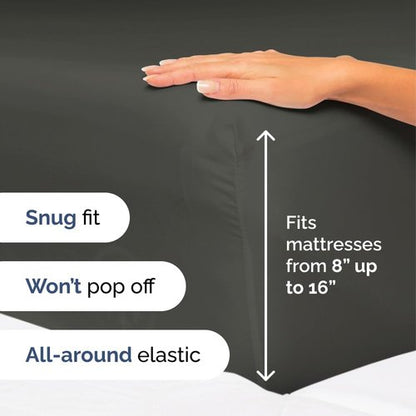 King Size 4 Piece Sheet Set | Ultra-Soft & Cooling Bed Sheets - Hotel Luxury Bedding - Deep Pockets - Charcoal