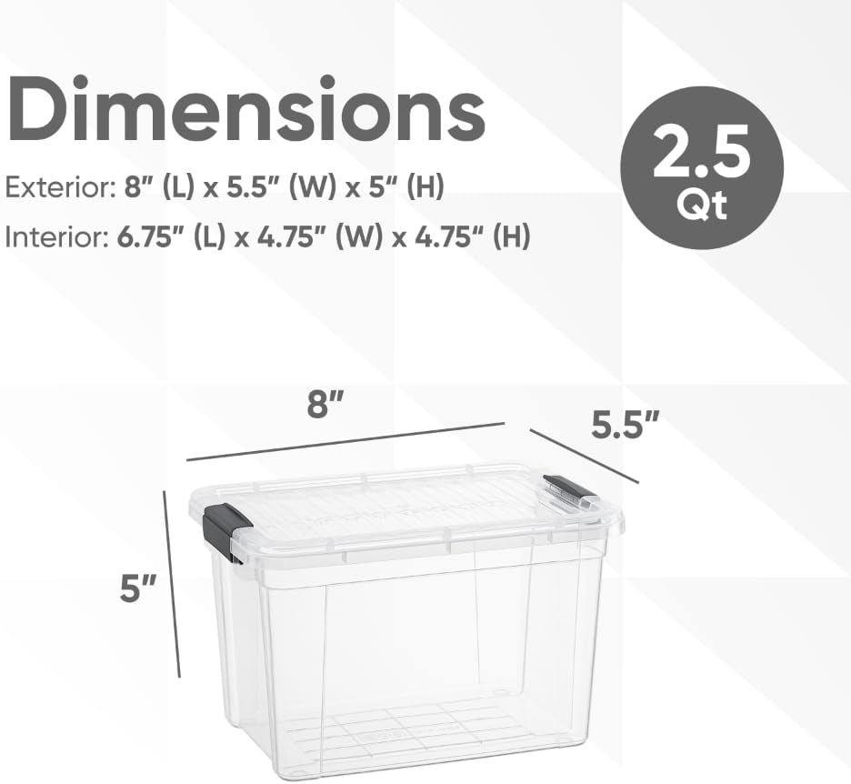 Superio Storage Bins - 10 Pack Clear Stackable Containers | 2.5 Qt BPA-Free, Non-Toxic Organizers for Home & Office