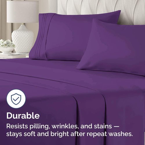 King Pillow Cases by [Brand Name] | Ultra Soft Hotel Quality - 4 Piece Set in Purple - Wrinkle Free & Machine Washable