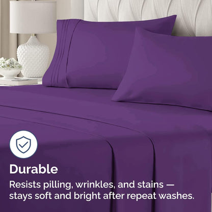 Skiennix Queen Pillow Cases Set of 2 - Ultra Soft Hotel Quality - Wrinkle Free & Stain Resistant - Purple