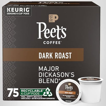 Peet's Coffee, Dark Roast Keurig K-Cup Pods, 100% Arabica Coffee - Major Dickason's Blend 60 Count (6 Boxes of 10 K-Cup Pods)