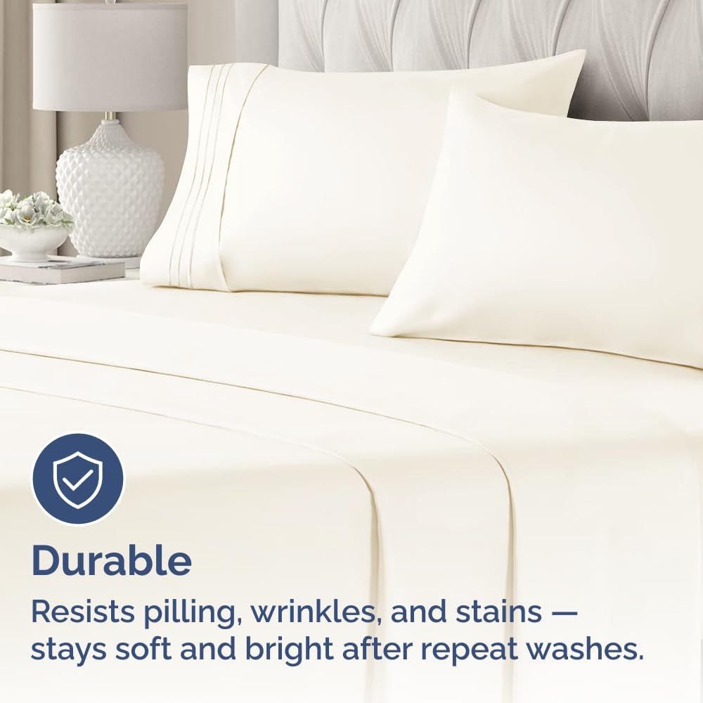 Skiennix King Standard Pillow Cases Set of 2 | Soft Hotel Quality, Fade-Free & Wrinkle Resistant - Off White