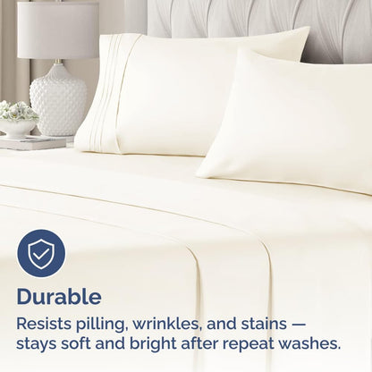 Skiennix King Standard Pillow Cases Set of 2 | Soft Hotel Quality, Fade-Free & Wrinkle Resistant - Off White