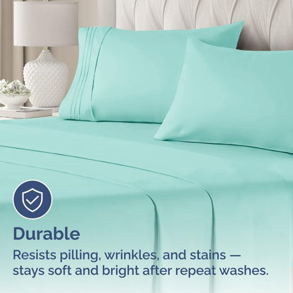 Skiennix Standard Pillow Cases Set of 4 - Ultra Soft Hotel Quality Covers - Machine Washable Spa Blue
