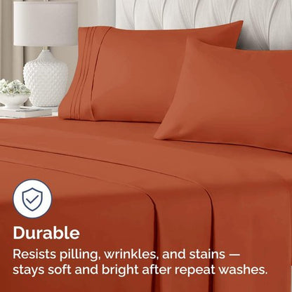 King Standard Pillow Cases - Soft Hotel Quality Covers for Comfy Bedding | 4-Piece Set in Terracotta