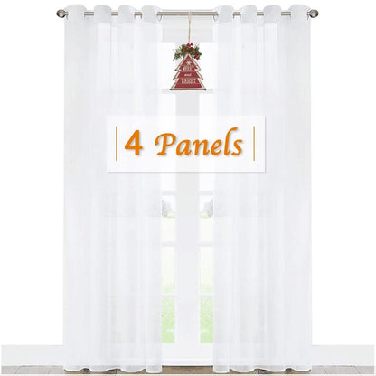 RYB HOME White Sheer Curtains 96 inches Long 4 Panels Set for Living Room, Light Filtering Voile Window Drapes with Grommet for Bedroom, W 54" x L 96"
