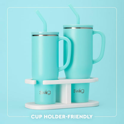 Swig Life 30oz Mega Mug - Extra Large Insulated Tumbler with Handle & Straw | Dishwasher Safe (Cherry Pie)
