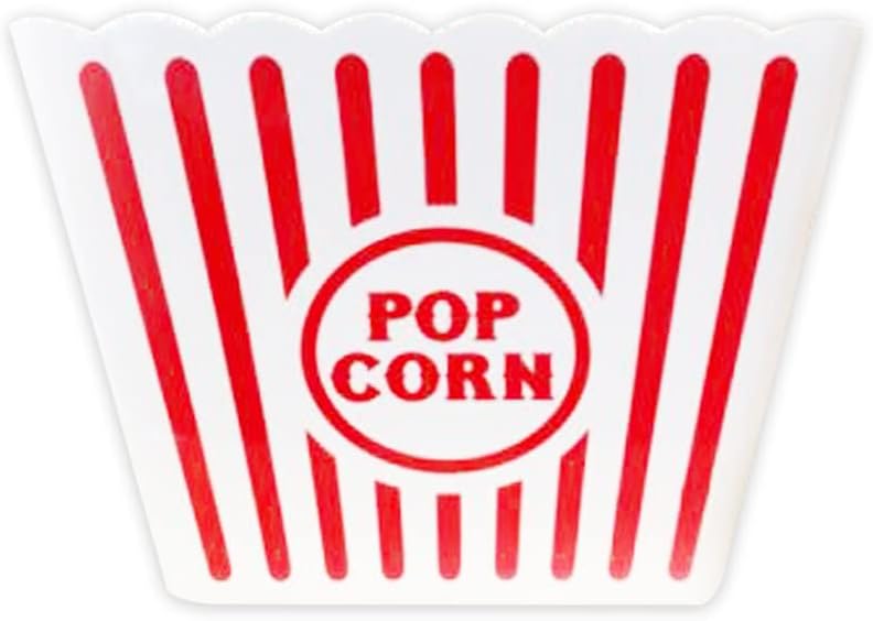 Novelty Place Classic Red & White Striped Popcorn Containers - Perfect for Movie Night, 9.25" Square x 5.9" Deep