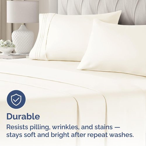 King Pillow Cases Set of 4 - Ultra Soft Hotel Quality Pillowcase Covers - Comfy, Cozy & Wrinkle Free - Shrinkage, Stain & Fade Resistant - Machine Washable Pillow Protectors - 4 Piece Set - Off White