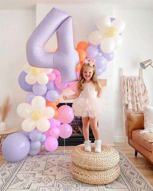 40 Inch Large Number Balloons by [Brand Name] - Cream Purple 4 Balloons for Birthday & Graduation Celebrations
