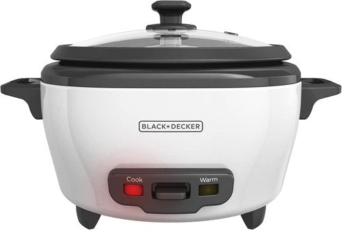 BLACK+DECKER 6-Cup Rice Cooker - Removable Non-Stick Bowl & Steaming Basket | White & IR40V Textile Iron