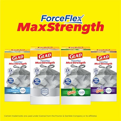 Glad ForceFlex MaxStrength XL Kitchen Trash Bags, 20 Gal, Fresh Clean, 80 Ct (Package May Vary)