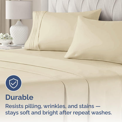 Skiennix Queen Pillow Cases Set of 2 | Ultra Soft Hotel Quality, Wrinkle-Free & Fade Resistant - Cream