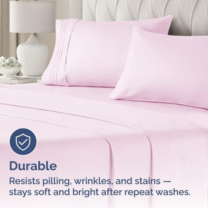 King Pillow Cases Set of 4 - Ultra Soft Hotel Quality Pillowcase Covers - Comfy, Cozy & Wrinkle Free - Shrinkage, Stain & Fade Resistant - Machine Washable Pillow Protectors - 4 Piece Set - Light Pink