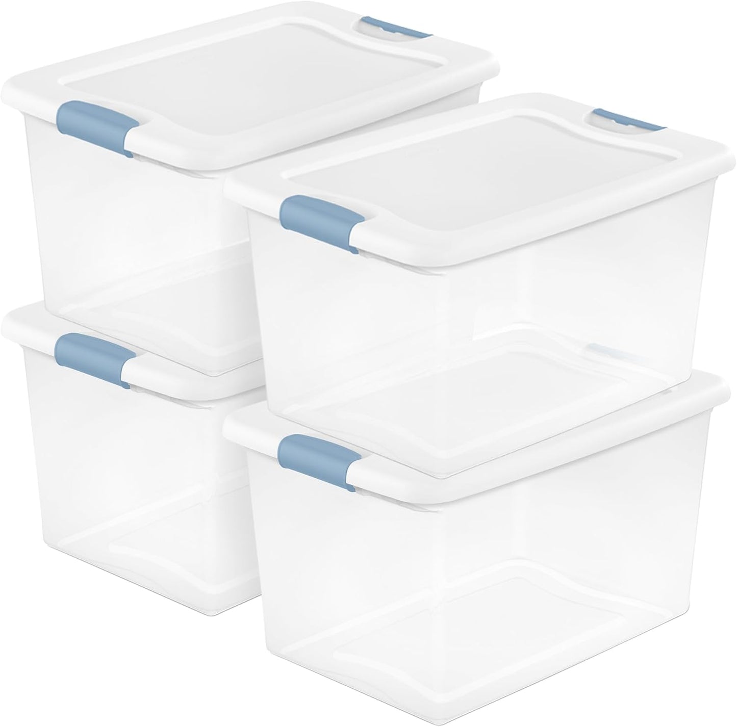 Sterilite 64 Quart Clear Plastic Storage Bins - 4-Pack Latching Organizers for Home & Dorm Use