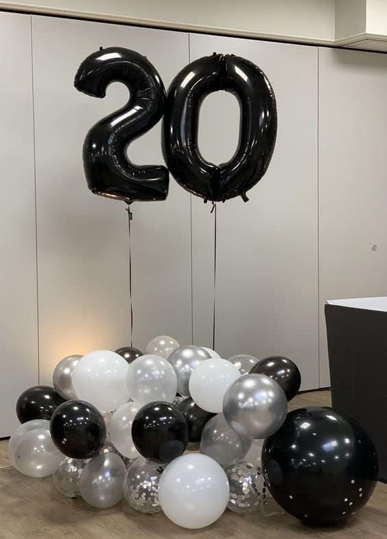 Number 0 Balloons - 40 Inch Black Number Balloons for Birthday, Wedding & Baby Shower Decor