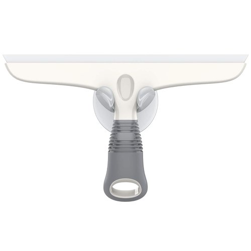 MR.SIGA Multi-Purpose Silicon Squeegee for Window, Glass, Shower Door, Car Windshield, Heavy Duty Window Scrubber, Includes Suction Hook, 10 inch, White & Gray, 1 Pack