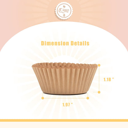 Qiqee 1000pcs Natural Cupcake Liners - No Smell Food Grade Baking Cups | Standard Size