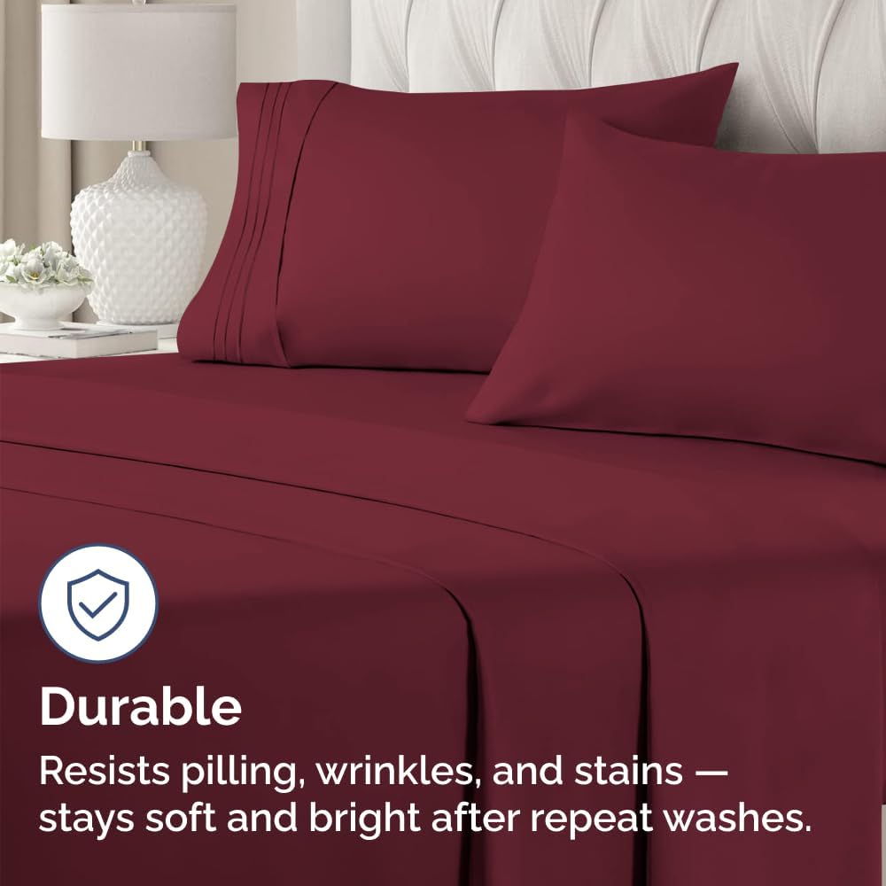 Skiennix Body Pillowcases Set of 2 | 20x54 Long Soft Covers for Side Sleepers - Comfy, Wrinkle-Free, Machine Washable - Burgundy