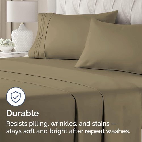King Standard Pillow Cases by [Brand Name] - Soft Hotel Quality Covers | 4-Piece Set in Khaki - Comfy & Machine Washable