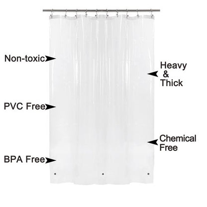 BAROSSA Design 48 inch Wide Stall Shower Curtain Liner with 3 Magnets - PEVA, Waterproof, PVC Free, Metal Grommets, Clear, 48x72