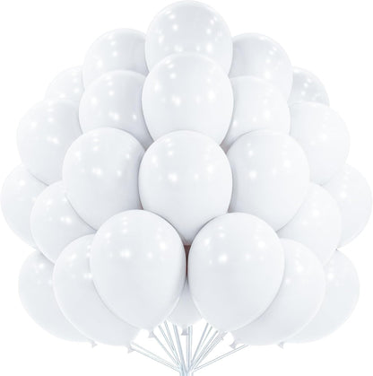 PartyWoo White Balloons - 100 Pcs 12 Inch Latex Helium Pastel White Balloons for Celebrations