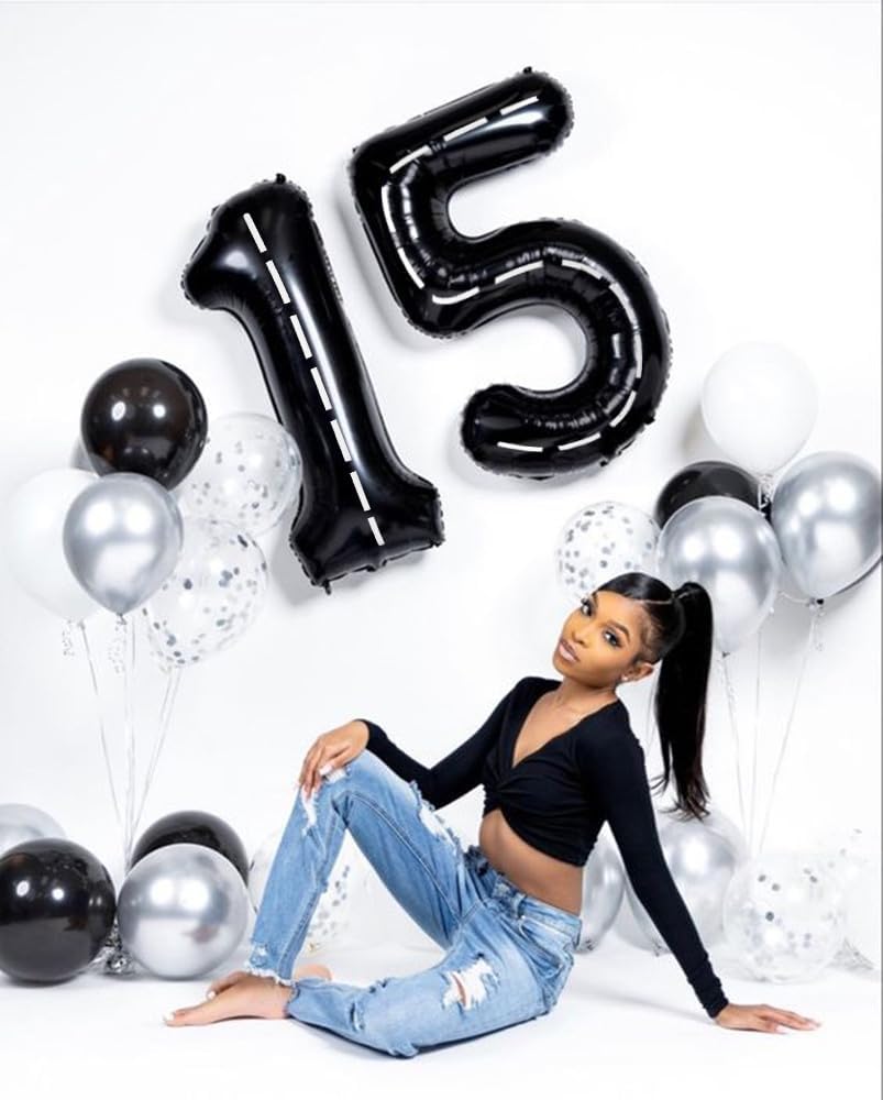 Number 0 Balloons - 40 Inch Black Number Balloons for Birthday, Wedding, Baby Shower Celebrations