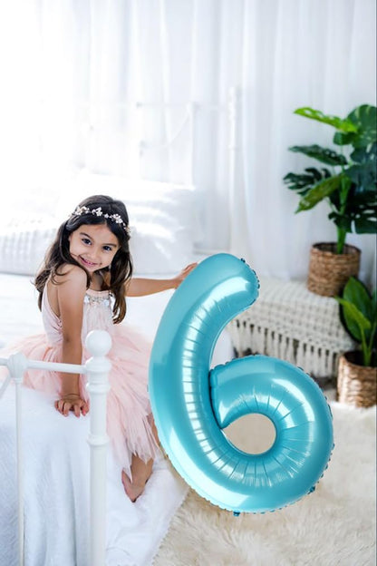 Number 6 Balloon - 40 Inch Pastel Blue Birthday Decoration for Men & Women | Perfect for 6th Birthday Celebrations