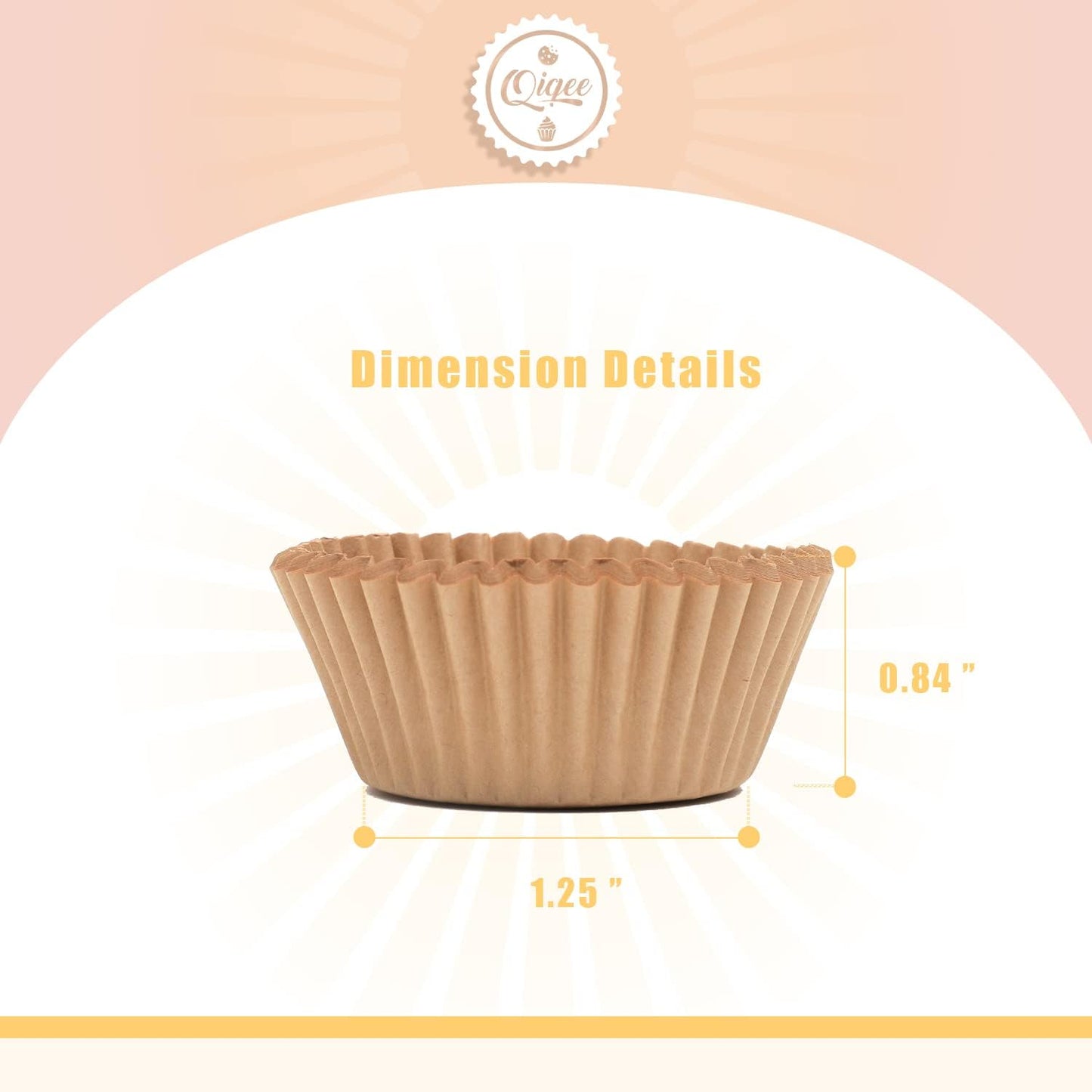 Qiqee Mini Cupcake Liners - 1000 Count Natural Food Grade Baking Cups | Odorless Small Size