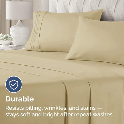 Queen Pillow Cases by Hotel Quality - Ultra Soft, Wrinkle-Free & Stain Resistant - 2 Piece Set in Beige