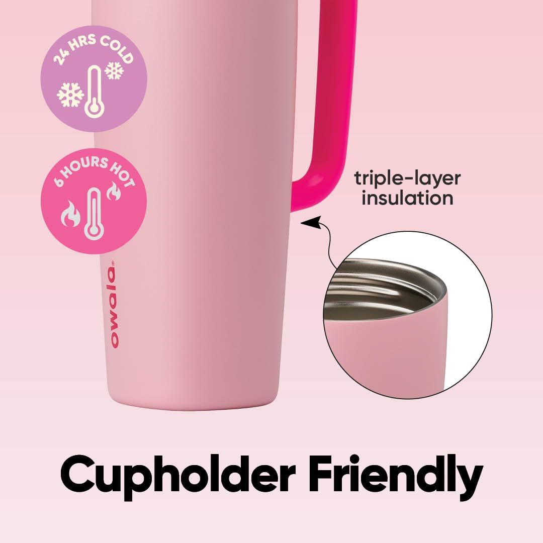 Owala SmoothSip Slider Travel Mug - 24 oz Insulated Stainless Steel | Leak Proof & BPA Free for Hot/Cold Drinks