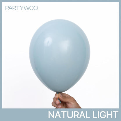 PartyWoo Dusty Blue Balloons - 155-Piece Boho Balloon Arch Kit | 18", 12", 10", 5" Sizes for Celebrations