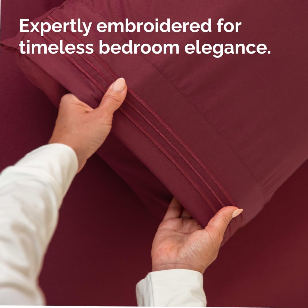Skiennix Body Pillowcases Set of 4 | 20x54 Soft, Breathable Covers for Side Sleepers - Burgundy