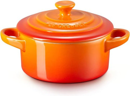 Le Creuset Mini Round Cocotte - 8 oz. Stoneware Dish in Vibrant Flame Color